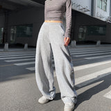 clothes American Street Sports Style Split Pleated Lace-up Casual Pants Women's Loose Slimming Pocket Versatile Sweatpants