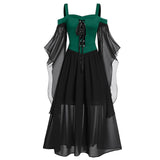 Nukty dress to impress New Halloween Dress Sling Contrast Color Chiffon Bandage Dress