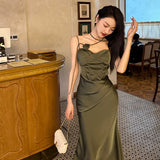 party dresses Satin Sling Dress Women's Early Spring New Slimming Slim High-Grade Long Dress