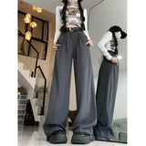 outfit 2024 Autumn New Korean Style Fashionable Casual Suit Pants Women's Loose Draping Straight High Waist Slimming Wide Leg Pants