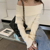 fashion outfits off-Shoulder off-Shoulder Sweater Women's Clothing Autumn and Winter New High-Grade Wear Sweater Women's Bottoming Underwear