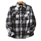 fall mens outfits Autumn and Winter Men's Fleece-lined Thickened Warm Loose Lamb Wool Flannel Plaid Shirt