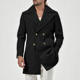 Men's Winter Lapel Double-Breasted Fit Overcoat Coat Trench Coat