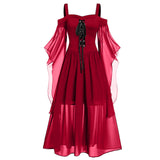 Nukty dress to impress New Halloween Dress Sling Contrast Color Chiffon Bandage Dress