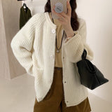 fall outfits 2024 Autumn New Gentle All-Match round Neck Large Button Knitted Cardigan Outer Wear Top Women's Loose Lazy Sweater Coat