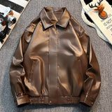 Nukty-shop men’s outfits American Retro Leather Coat Men's Motorcycle Suit Pilot Leather Jacket Men's Coat Windproof Loose