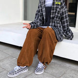 frat boy outfits Corduroy Pants Men's and Women's Japanese Retro Loose Wide-Leg Casual Pants All-Matching Workwear Ankle-Tied Pants Ins Fashion