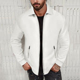 Coat Men's Spring Youth Waffle Zipper Pocket Lapel Slim Cardigan Men's Jacket Coat