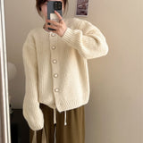 fall outfits 2024 Lazy Style Korean Style Loose Sweater Coat Autumn and Winter New Women's Clothing Solid Color Thickened Niche Knitted Cardigan