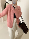 fall outfits 2024 Autumn New Gentle All-Match round Neck Large Button Knitted Cardigan Outer Wear Top Women's Loose Lazy Sweater Coat