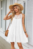 Nukty 2024 Women's Clothing Spring and Summer Hollow Lace Splicing Halterneck A-line Dress