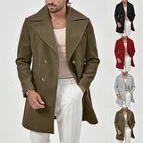 Men's Winter Lapel Double-Breasted Fit Overcoat Coat Trench Coat