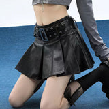 2000s fashion American High Waist Pleated Skirt Autumn and Winter Slimming New Pleated Skirt Hot Girl PU Leather Skirt Skirt