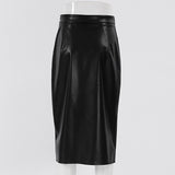 Nukty-shop work outfits women 2024 Spring and Autumn New Women's Leather Skirt Casual Split High Waist Skirt Hot Selling