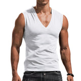 Men's Waistcoat V-neck Vest Solid Color Casual Breathable Slim Sleeveless T-shirt Men's Clothing