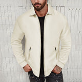 Coat Men's Spring Youth Waffle Zipper Pocket Lapel Slim Cardigan Men's Jacket Coat