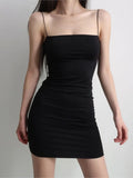Nukty Black Sexy Dress Spaghetti Strap платье Female High Waist Sheath Club Dresses For Women Short Summer Mini Sleeveless Vestidos