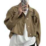 Nukty Spring Clothing Men's Leisure Short Jacket Streetwear Solid Color Button-down Collar Korean Harajuku Long Sleeve Luxury Coats