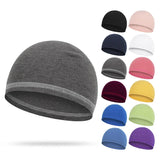 Nukty Cycling Cap Solid Color Beanie for Men Women Winter Outdoor Camping Elastic Sports Warm Hat Ski Helmet Lining Climb Fleece Hat