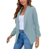 Nukty business casual outfits Summer Black Blazers Women Female Office Lady Nine Quarter Blazer Open Stitch Womens Slim Coats Femme Ladies Notched Tops