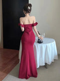 Nukty DRESS TO IMPRESS France Vintage Elegant Evening Party Dress Women Y2k Ruffled One Shoulder Strapless Midi Dress Famale Solid Korean Chic Clothes