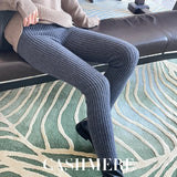 Nukty Slim Leggings Autumn Women High Waist Casual Trousers Knitted Ribbed Thicken Solid Elasticity Thermal  Ankle-Length Leggins