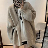 Nukty Autumn Winter Thicken Warm Women Cardigan Sweater Korean Lazy Wind Soft All Match Cardigans Tops Solid Loose Knitted Coats