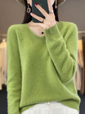 Nukty Pure Wool V-Neck Sweater Women's Short Autumn And Winter All Loose And Thin Pullover Sweater Base Shirt Solid Color Authentic