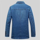 Nukty Mens Denim Blazer Men Fashion Cotton Vintage Suit Outerwear Male Blue Coat Denim Jacket Men Slim Fit Jeans Denim Blazers Top 4Xl