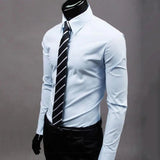 Nukty Classic Business Shirt  Breathable Not See Through Men's Shirt Men's Slim Fit Cotton Business Shirt