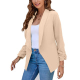 Nukty business casual outfits Summer Black Blazers Women Female Office Lady Nine Quarter Blazer Open Stitch Womens Slim Coats Femme Ladies Notched Tops