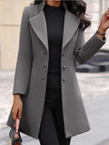 Nukty Autumn and Winter Coat Korean Solid Color Slim Mid-length Button Woolen Coat