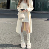 Nukty Korean two piece dress elegant  Knitted suit  jacket mini dress for women luxury Sexy 2 piece sets white Cardigan two piece set