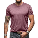 Nukty Summer Classic Men's Round Neck Men T -shirt Solid Color American Outdoor Male Tops Tees Clothes