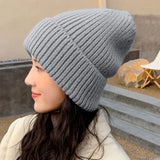 Nukty Winter Warm Hats  Men Hats Solid Color Hip Hop Unisex Female Beanies for Women Casual Stacking Knitted Bonnet Caps