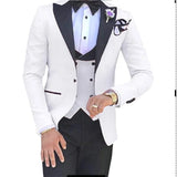 Nukty prom suit Men 3 Pieces Suits For Men Custom Made Groom Groomsmen Tuxedos Wedding Men Suit Terno Masculino(Jacket+Pant+Vest)