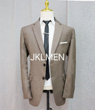 Nukty Men's Suit   Handsome Casual 2 Piece Suit For Men Wedding Tuxedos Notched Lapel Groomsmen  Business  Prom Blazer