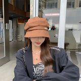 Nukty Women's Hat in The Winter Big Head Circumference Japanese Joker Woman Cap The Small Black Face Luxury Hat Caps Autumn And Winter