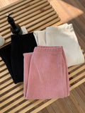 Nukty Corduroy Midi Skirts Women Casual Solid Elegant Harajuku Lovely Females College Warm A-line Elastic High Waist Korean Fashion