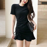 Nukty Clothing Shirt Female Dresses Bandage Women's Dress Ruffle Short Mini Tshirts One-piece Chic and Elegant Pretty Hot Loose X