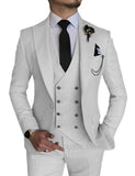 Nukty Men's 3 Piece Wedding Dress Suits Slim Fit Lapel Tuxedos Party Leisure Formal Male Suit For Groomsman Suit (Blazer+Vest+Pants)