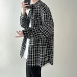 Nukty 4 Colors Plaid Men Blouses Harajuku Checked Shirts Men High Quality Autumn New Oversize Streetwear Retro Men's Handsome Shirt