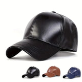 Nukty PU Leather Solid Color Baseball Caps Spring and Autumn Outdoor Adjustable Casual Hats Sunscreen Hat