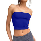 Nukty Womens Strapless Crop Tops Basic Backless Sleeveless Bandeau Cute Sexy Tops Trend Street Fashion Classic Solid Tube Tops