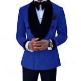 Nukty Luxury Red Glitter Suits Men Groom Wedding Tuxedo Double Breasted Blazer Formal Evening Party Prom Dress 2 Pieces Set