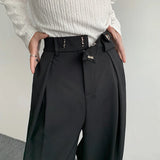 Nukty Black Suit Pants Men Oversized Fashion Social Mens Dress Pants Korean Loose Straight Wide Leg Pants Mens Office Formal Trousers