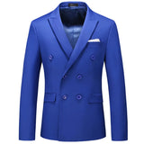 Nukty WELL DRESSED MEN Plus Size 6XL-M Mens Double Breasted Blazer Classic New Solid Slim Fit Suit Jacket Formal Office Business Wedding Casual Blazers