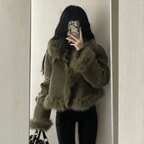 Nukty Spring Winter Outwear Korean s Chic Y2k bomber jacket Fashion Warm Faux Fur Coat Women Casual Long Sleeve short Jackets