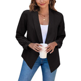 Nukty business casual outfits Summer Black Blazers Women Female Office Lady Nine Quarter Blazer Open Stitch Womens Slim Coats Femme Ladies Notched Tops