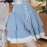 Nukty Kawaii Mini Skirt  korean style Women Sexy Gyaru Pink Bow Bandage High Waist Pleated Skirts Y2k Shorts Summer 2024 layered